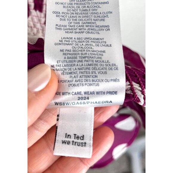 Ted Baker 100% Silk Phaedra blouse purple‎ sz XS - Picture 7 of 8